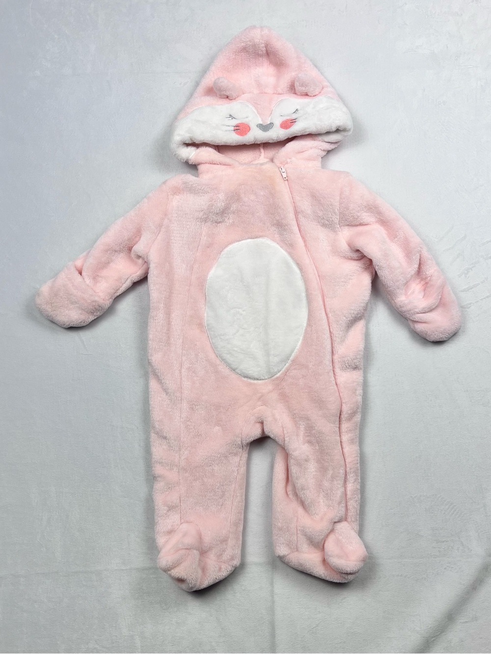 Koala Baby Pink Plush Fox Hooded Footed Bunting One-Piece Snowsuit 6-12M